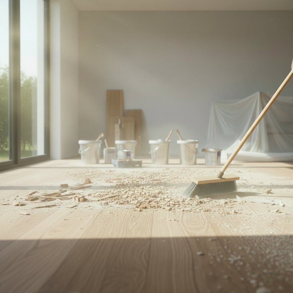 Apartament curățat după lucrări de renovare